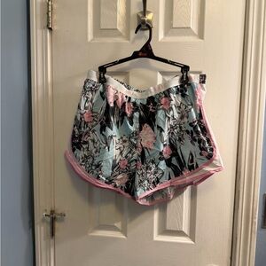 Nike Women's Floral Athletic Shorts - Black, Pink, Blue